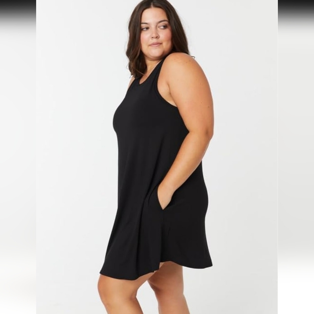 SheBird Tunic Dress with Built-in Bra Support Flattering A-Line Cut Pockets 2XL
